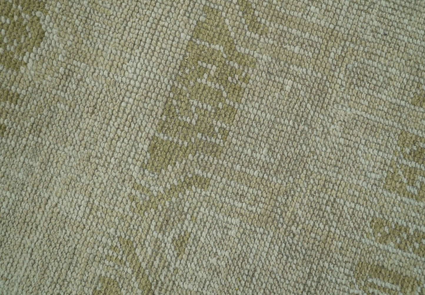 Custom Made Transitional Design Beige Hand Knotted Wool Area Rug