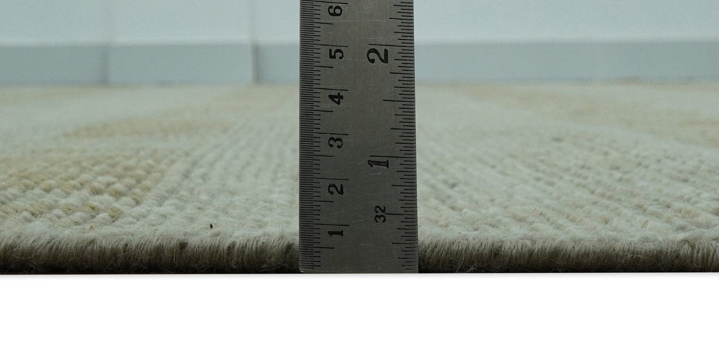 Custom Made Transitional Design Beige Hand Knotted Wool Area Rug