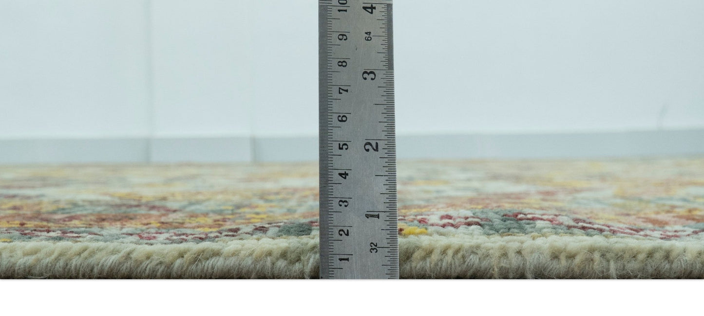 Custom Made Transitional Silver, Gold and Gray Hand Knotted Wool Rug