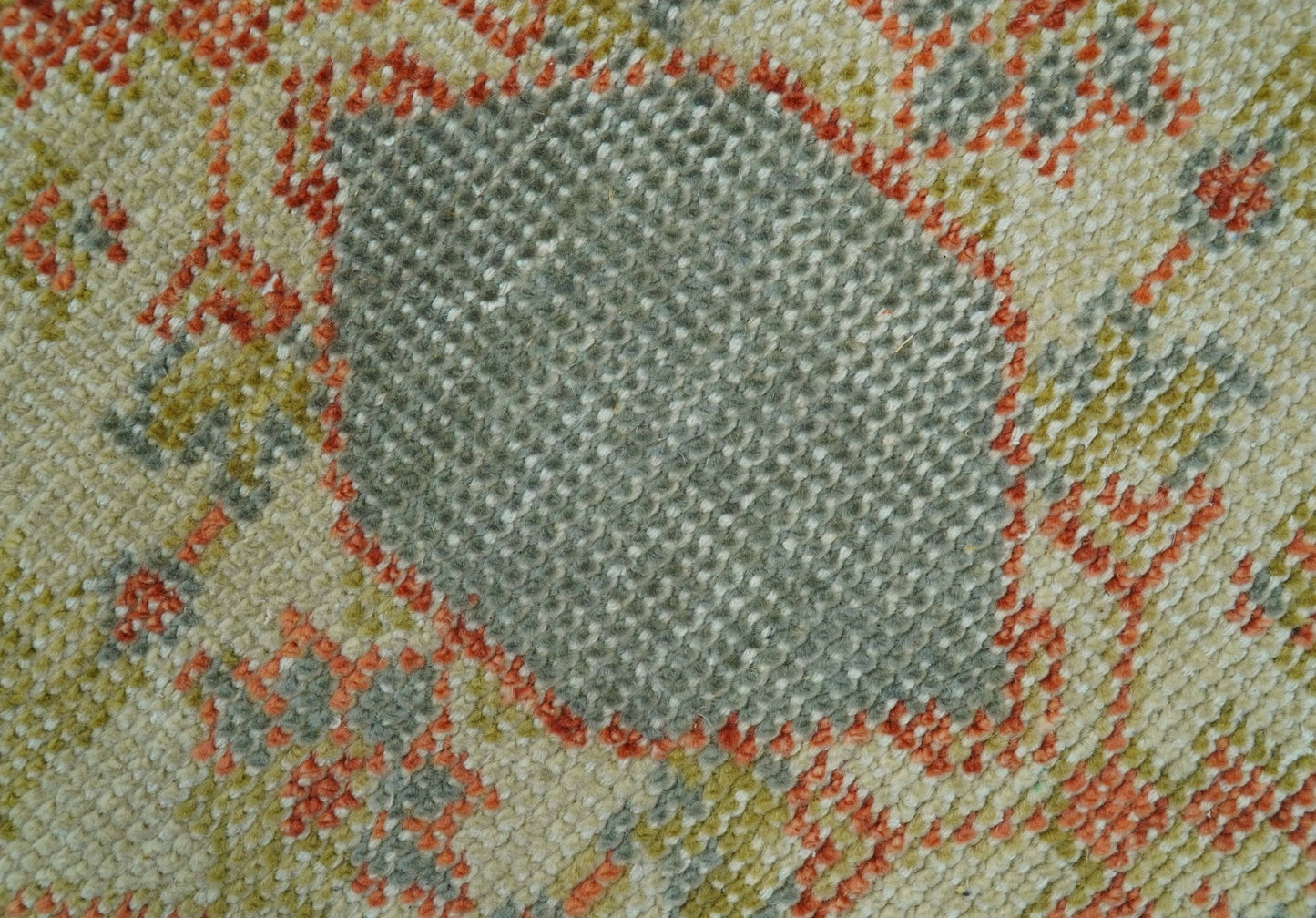 Custom Made Turkish Design Beige and Blue Hand Knotted Wool Rug