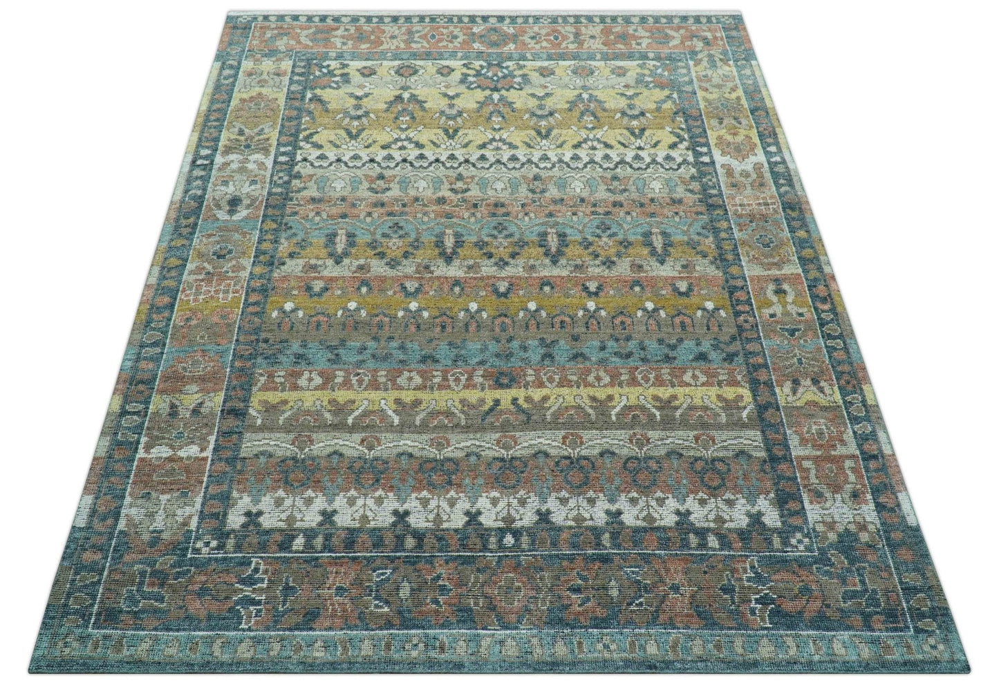 Custom Made Turkish Design Multi color Hand Knotted Wool Rug
