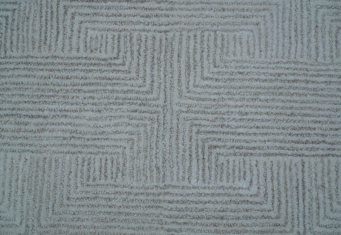 Custom Made White Beige Modern Style Hand Tufted Wool Area Rug