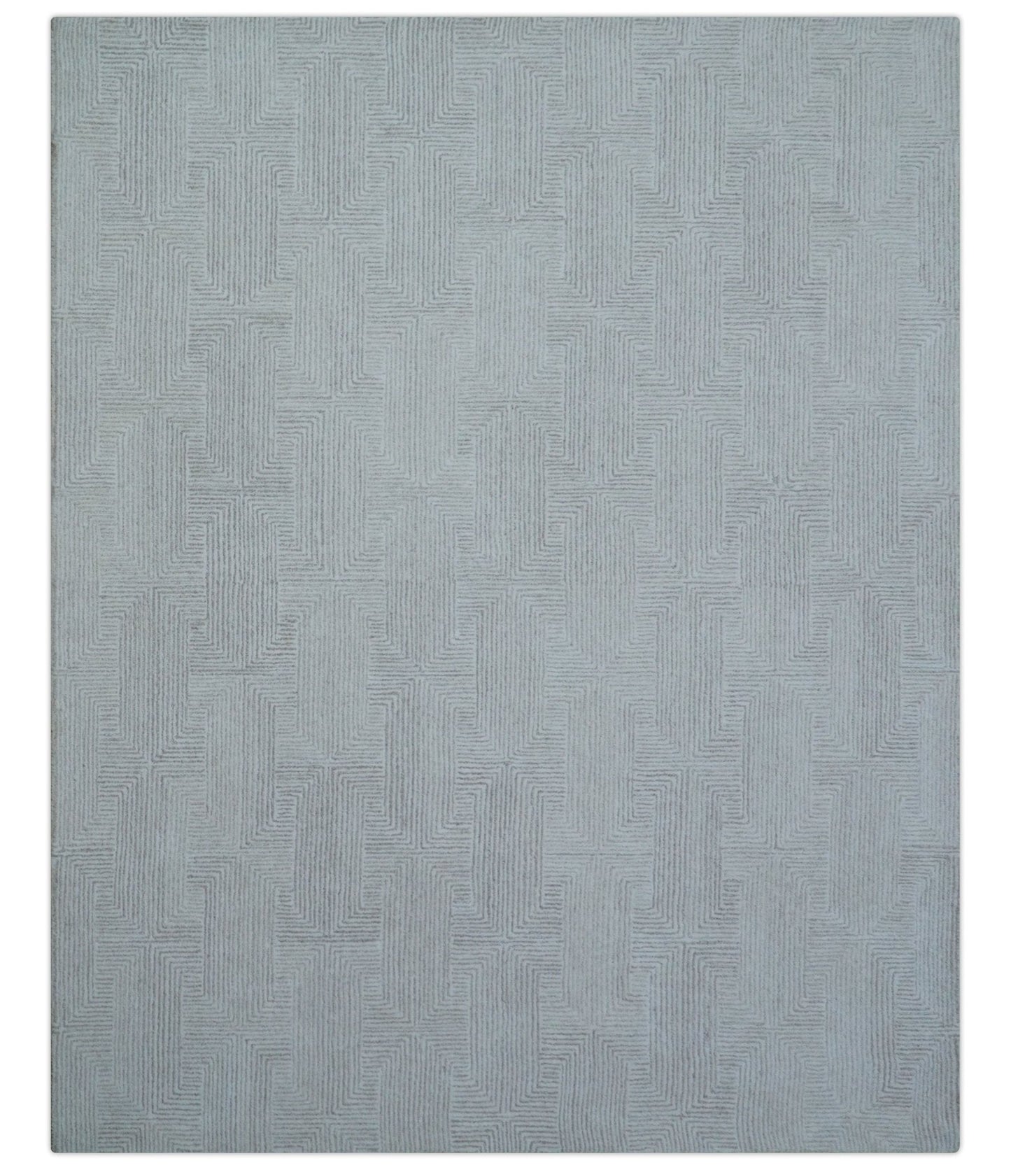 Custom Made White Beige Modern Style Hand Tufted Wool Area Rug