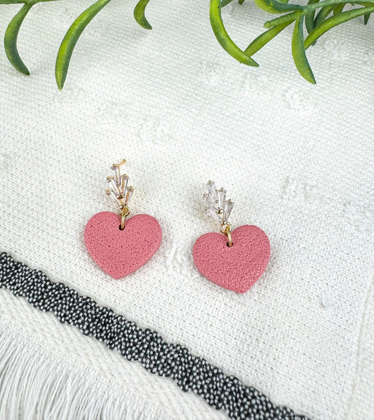 CZ Heart Stud Earrings