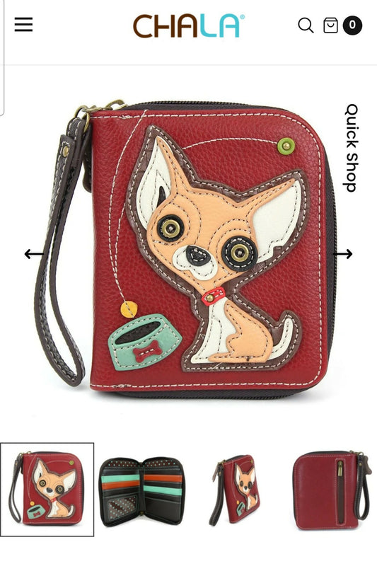 Anytime Crystals Chala Handbags Zip Around Wallet - Chihuahua