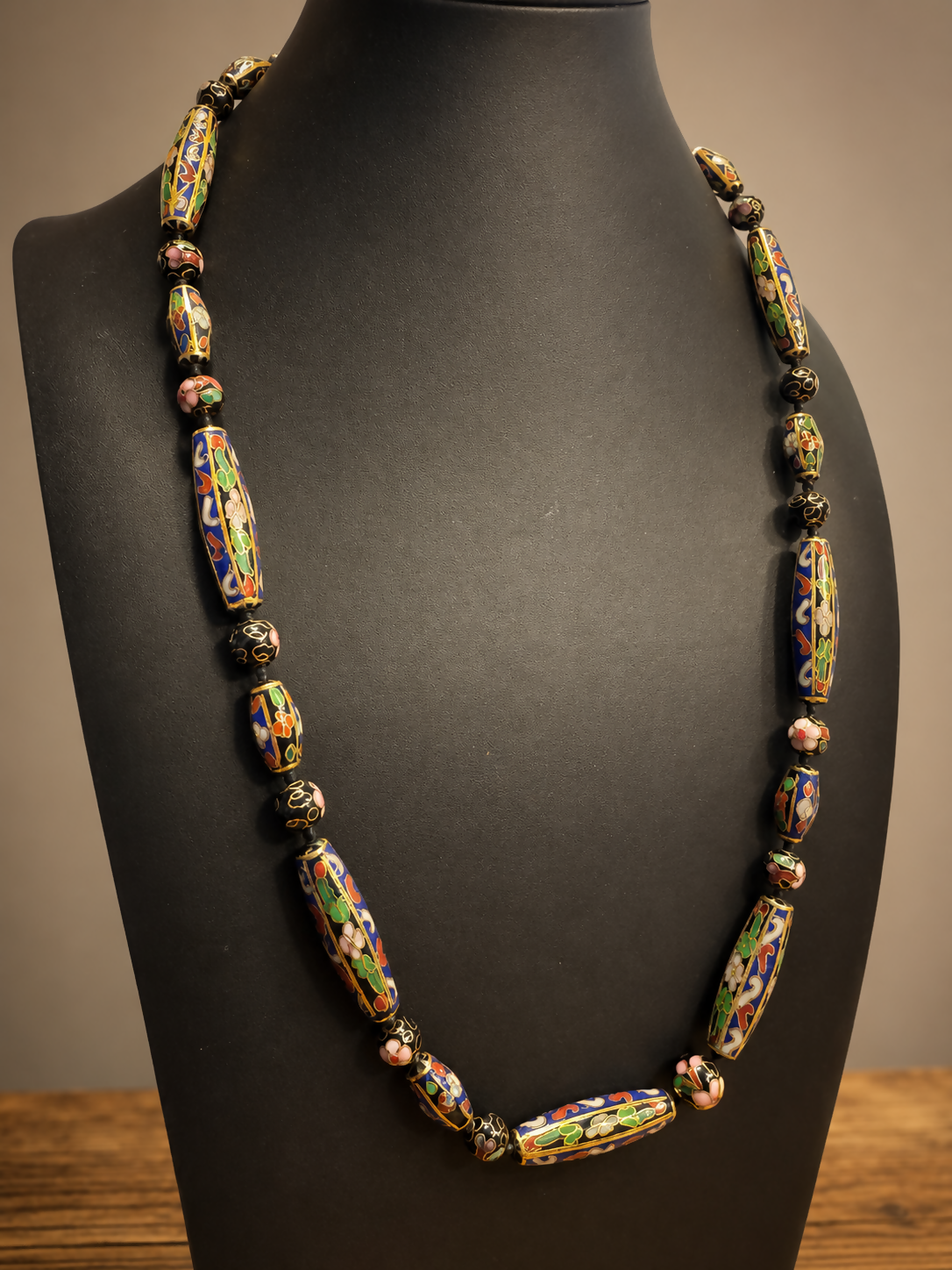 Vintage Chinese Cloisonné Enamel Bead Necklace