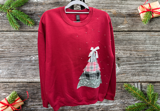 Red Quilted Tree Sweatshirt MEDIUM