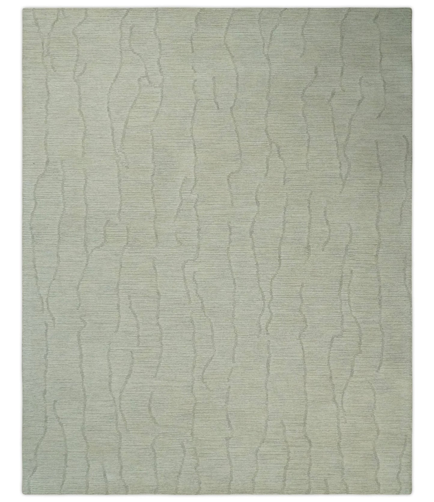 Earthy Neutral Custom Made Hand Tufted Multi Size Woolen Modern Ivory and Beige Area Rug