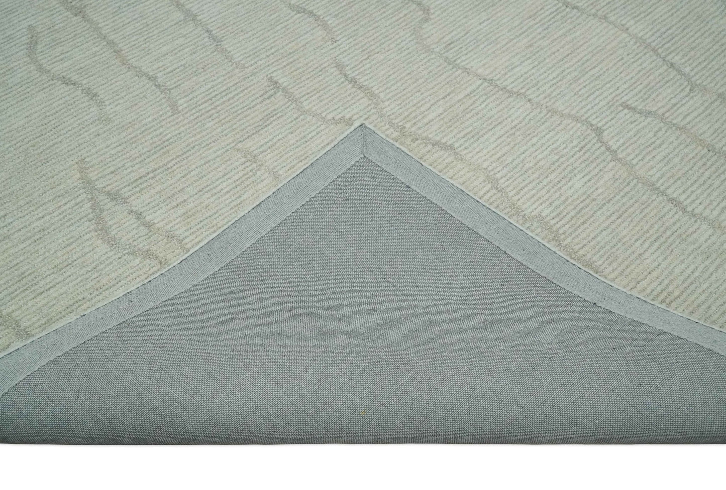 Earthy Neutral Custom Made Hand Tufted Multi Size Woolen Modern Ivory and Beige Area Rug