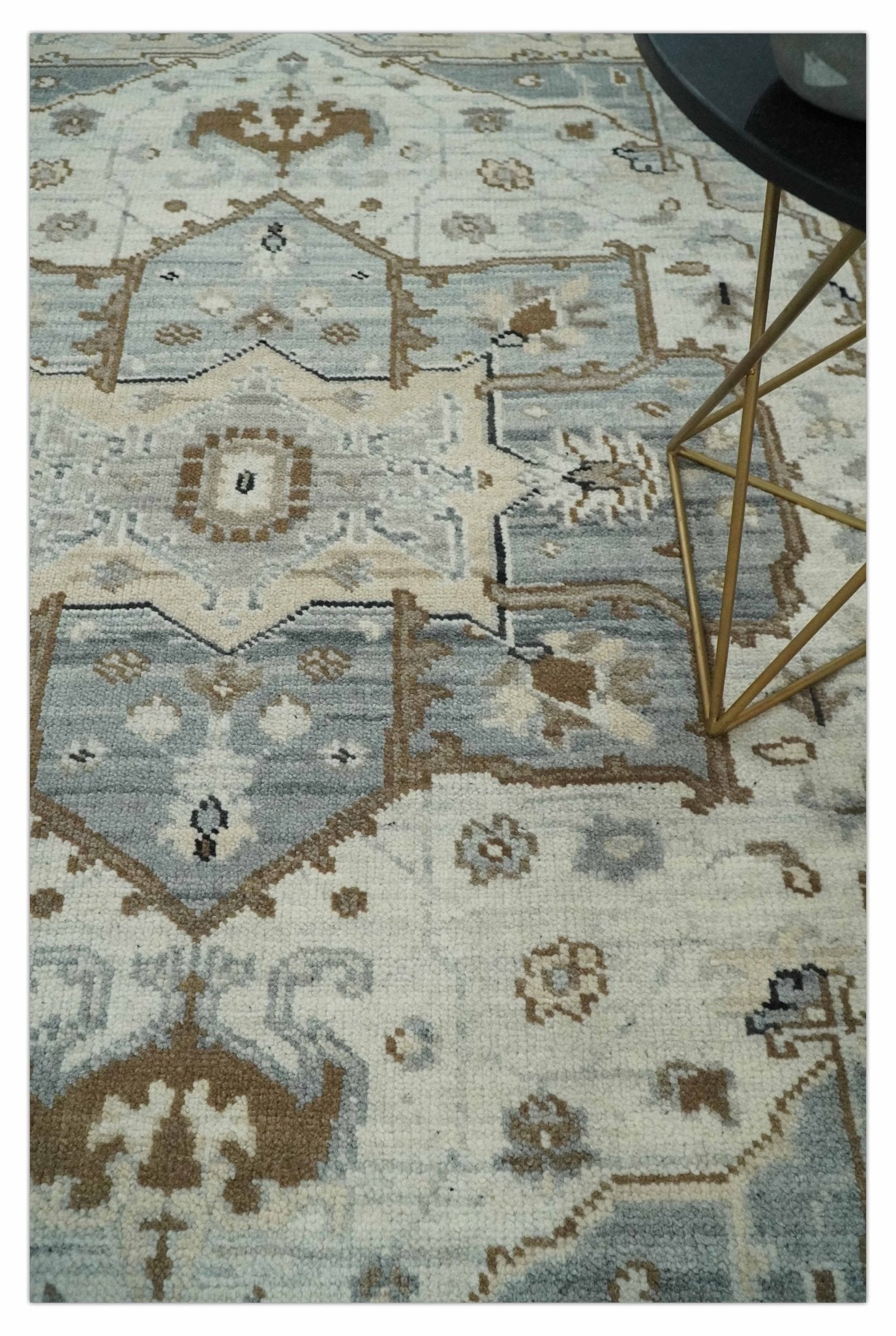 Earthy Neutral Custom Made Ivory, Beige and Silver Traditional Hand Knotted Wool Area Rug