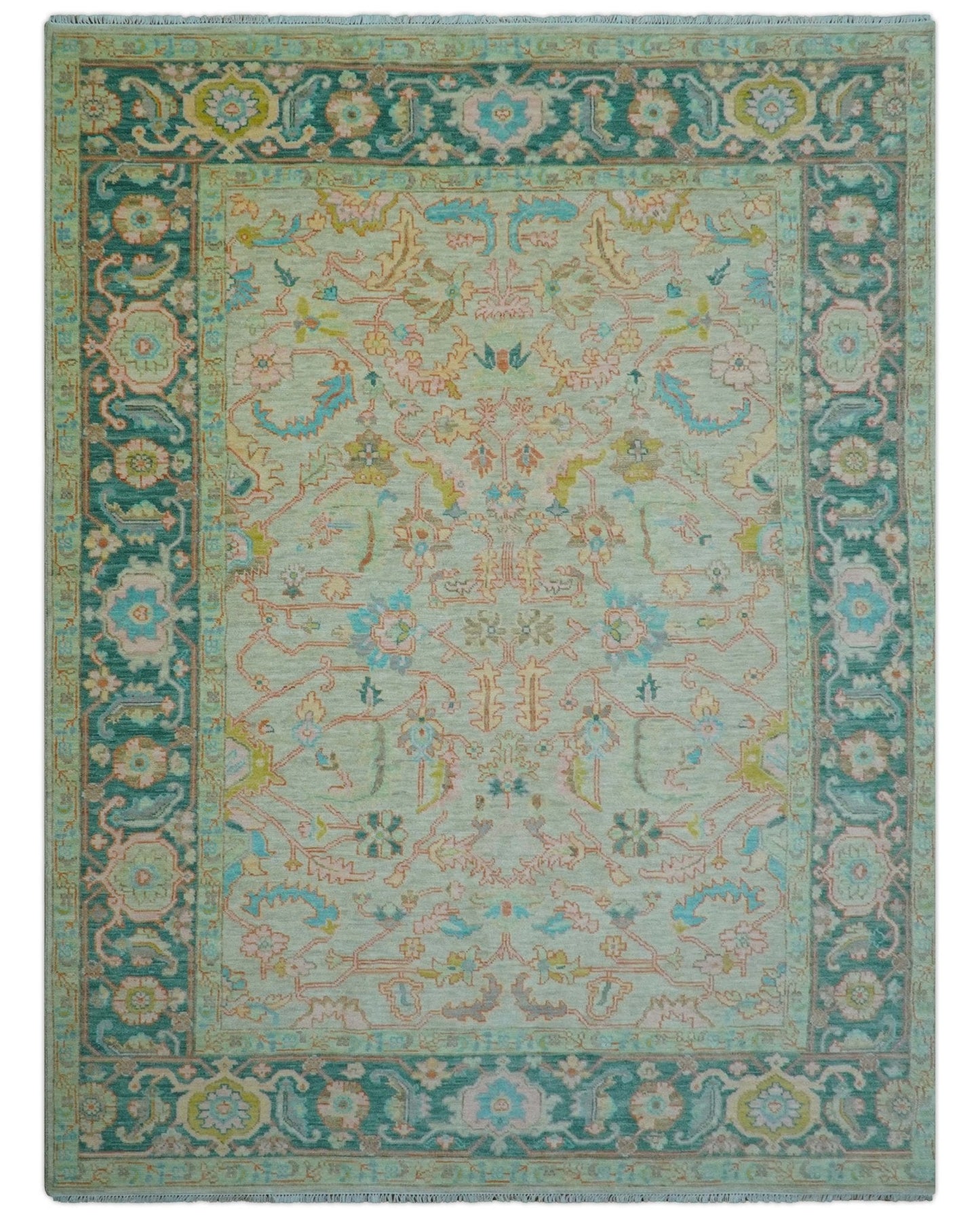 Elaine Custom Made Beige Traditional Design Hand Knotted Wool Rug