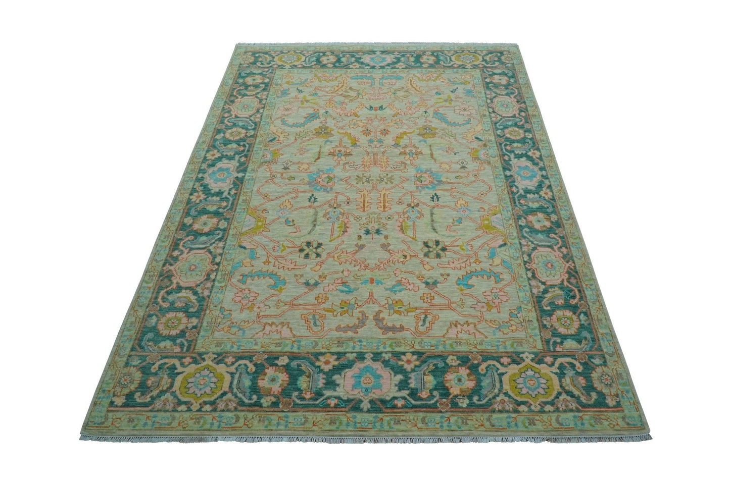 Elaine Custom Made Beige Traditional Design Hand Knotted Wool Rug