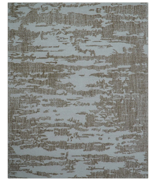 Ella Custom Made Abstract Brown And Ivory Hand Tufted wool rug