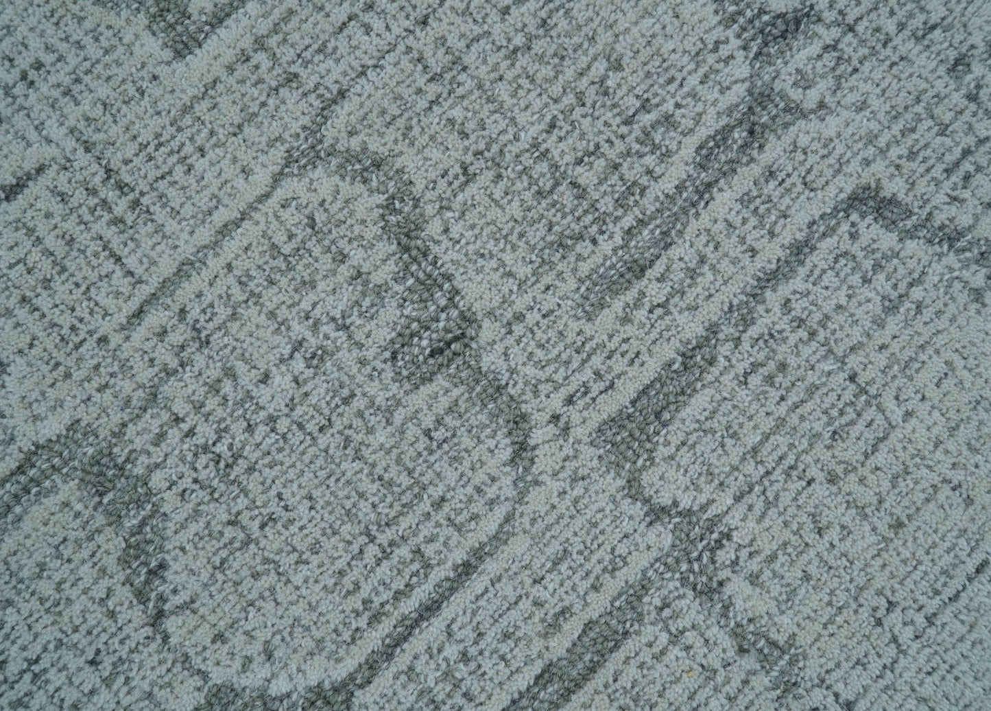 Ella Custom Made Contemporary Gray And Ivory Hand Tufted wool rug
