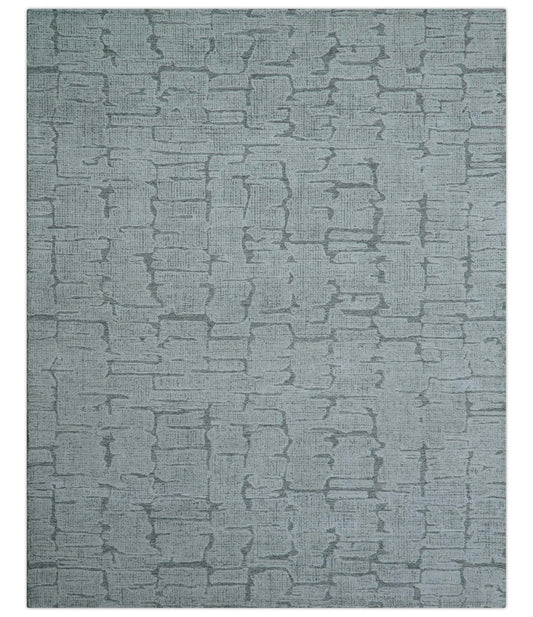 Ella Custom Made Contemporary Gray And Ivory Hand Tufted wool rug