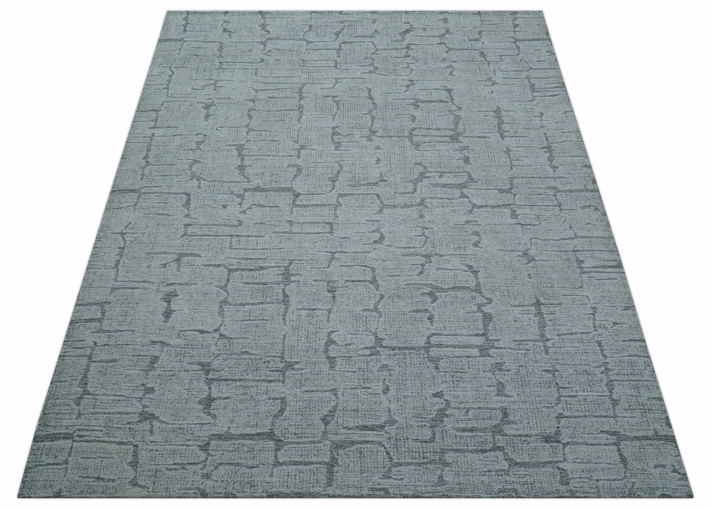 Ella Custom Made Contemporary Gray And Ivory Hand Tufted wool rug