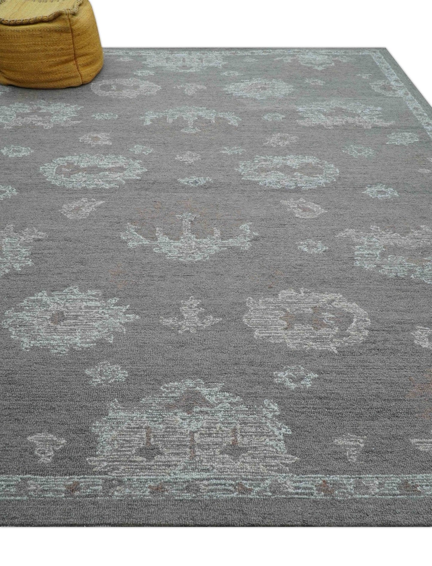 Elvin Custom Made Traditional Oushak Gray Hand Tufted wool rug