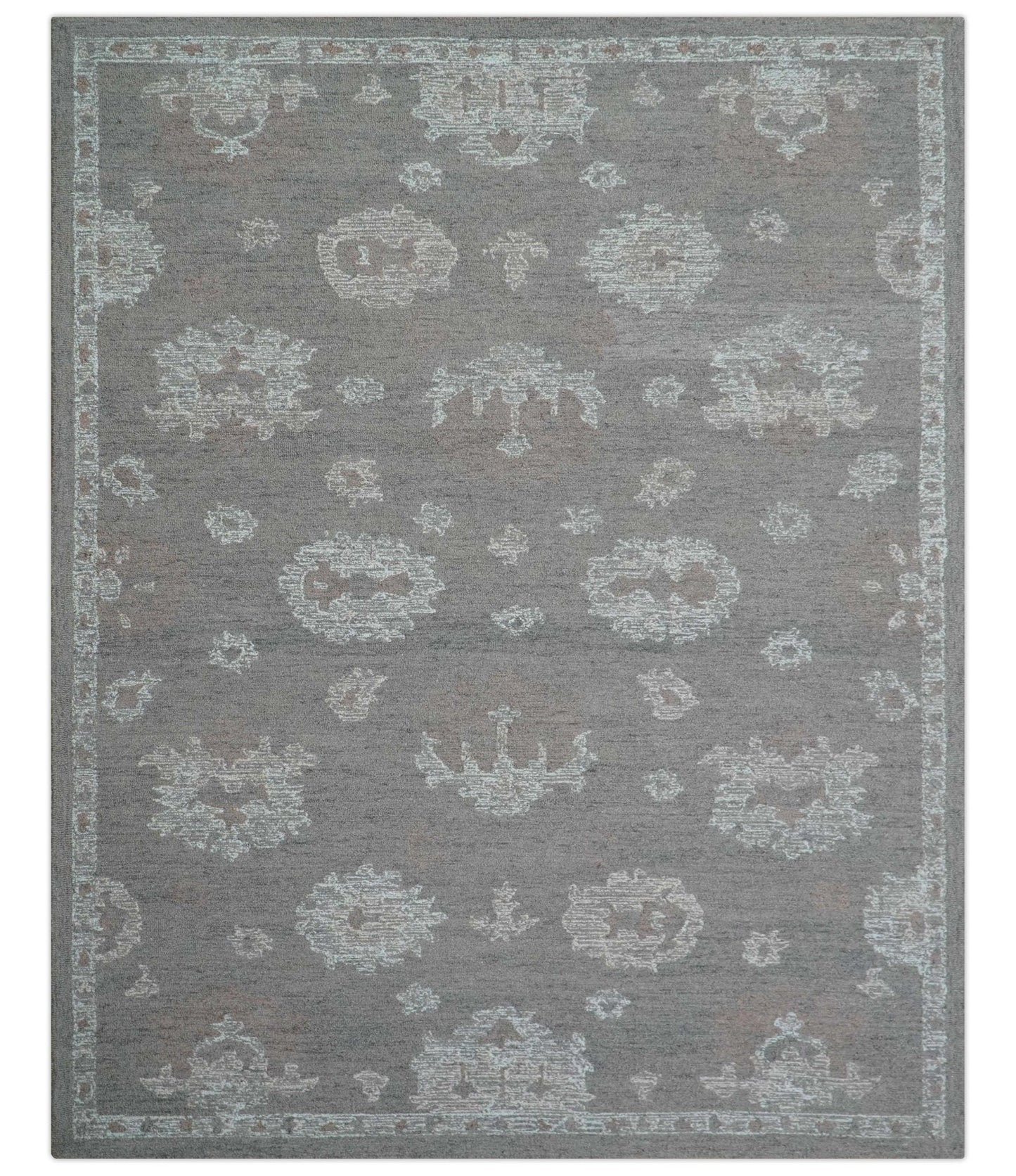 Elvin Custom Made Traditional Oushak Gray Hand Tufted wool rug