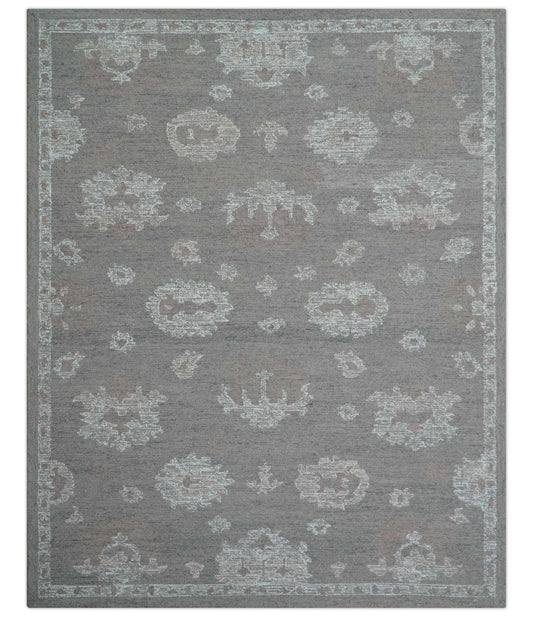 Elvin Custom Made Traditional Oushak Gray Hand Tufted wool rug