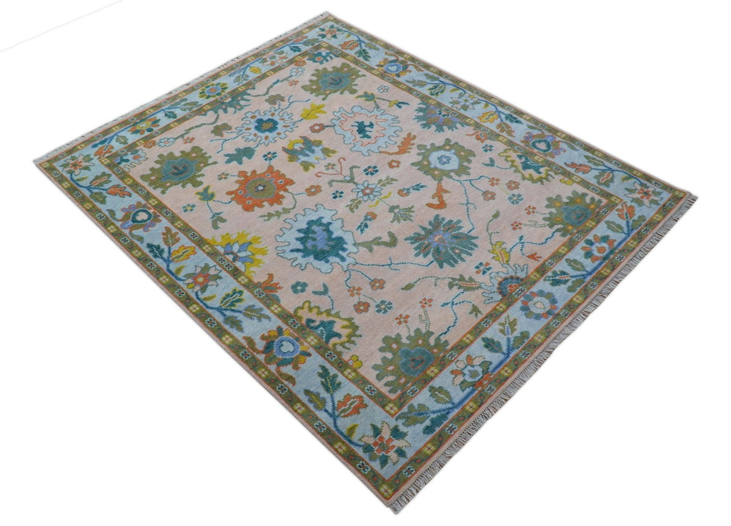 Emmy Custom Made Traditional Design Peach Hand Knotted Wool Rug