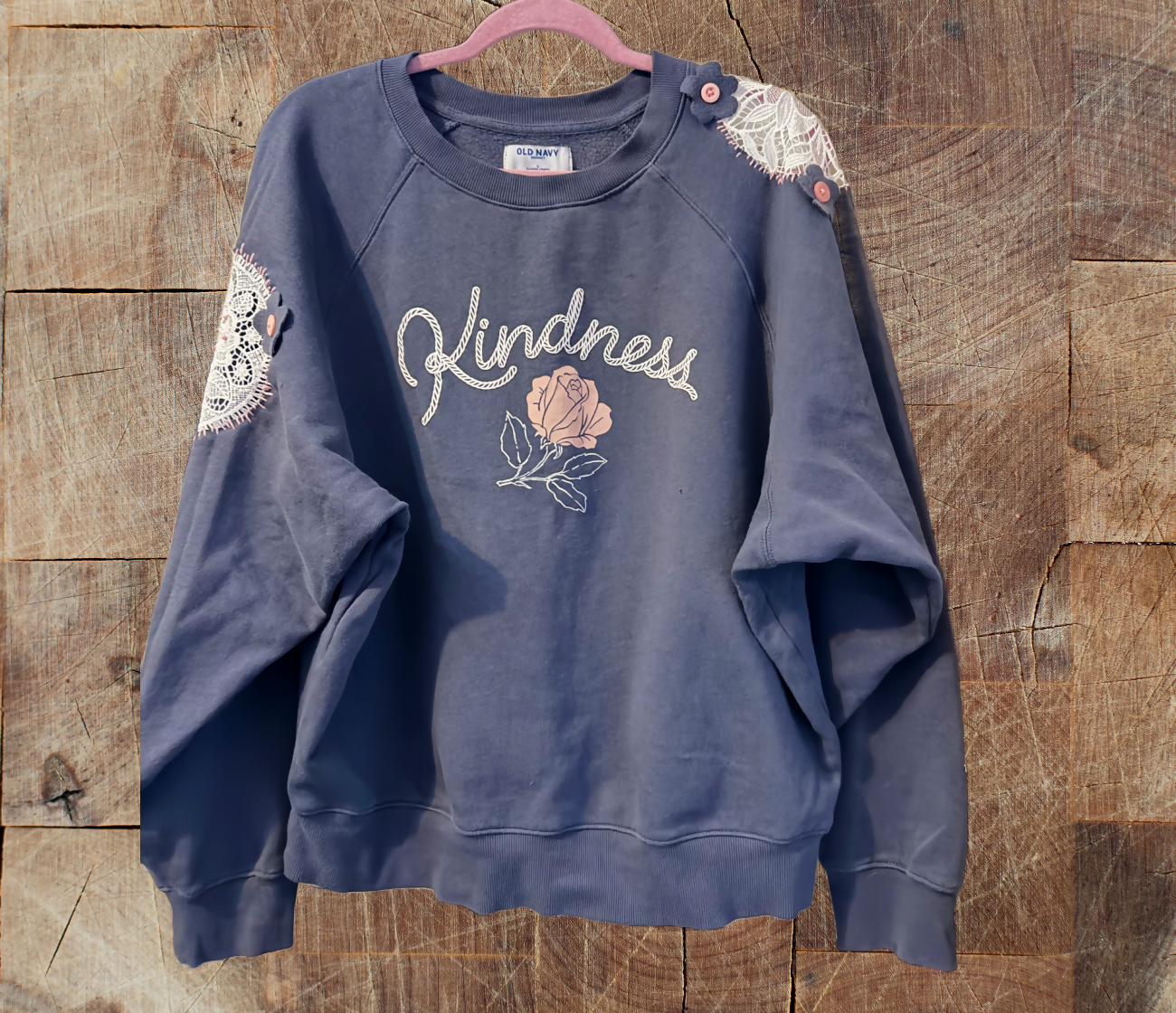"Be Kind" Upcycled & Reloved Sweatshirt Size Large