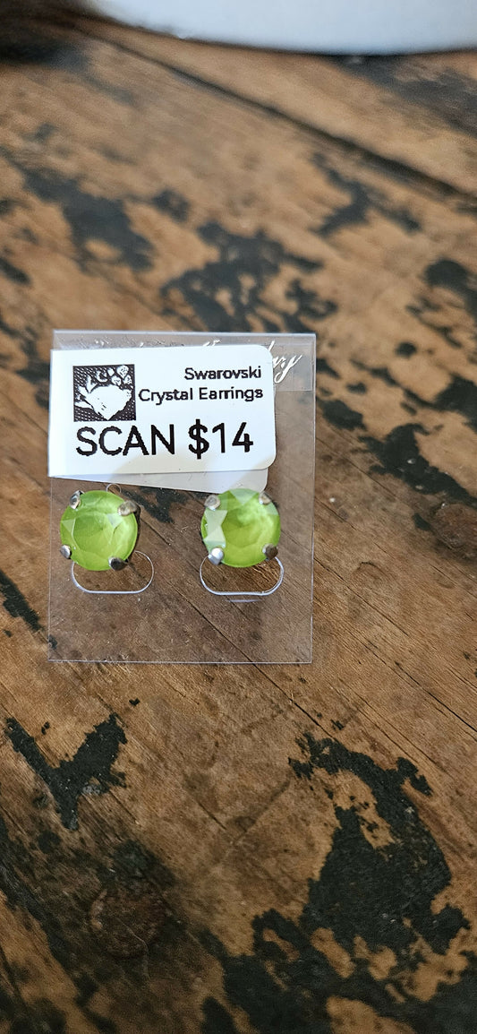 Anytime Crystals 8.5mm Bright Grern Earrings