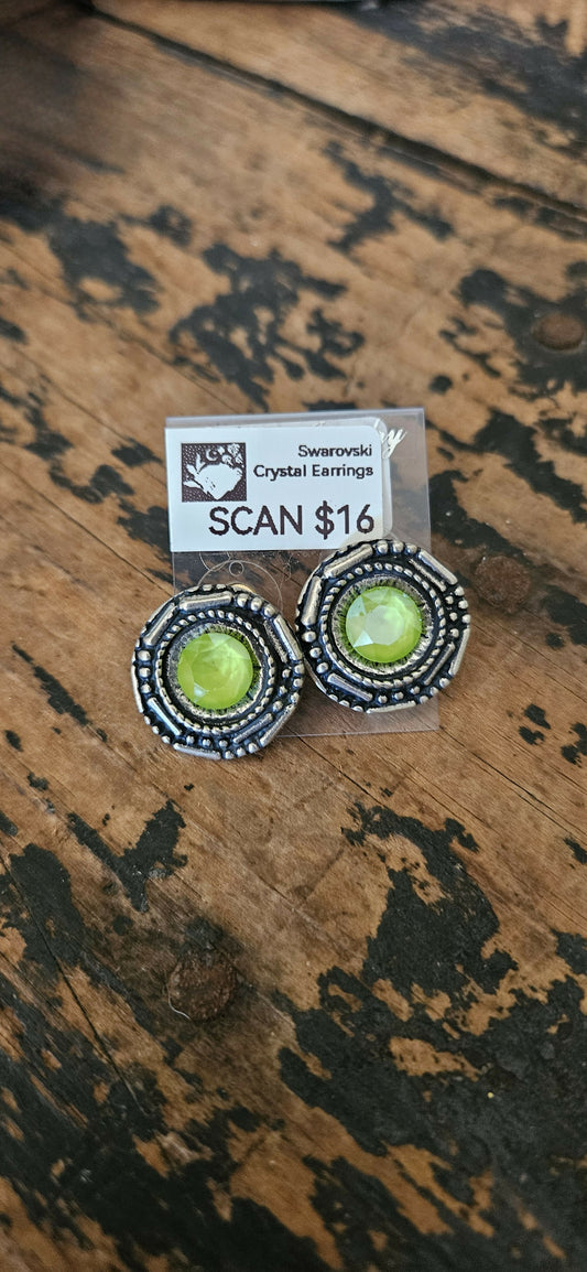 Anytime Crystals 8.5mm Grinch Green Earrings