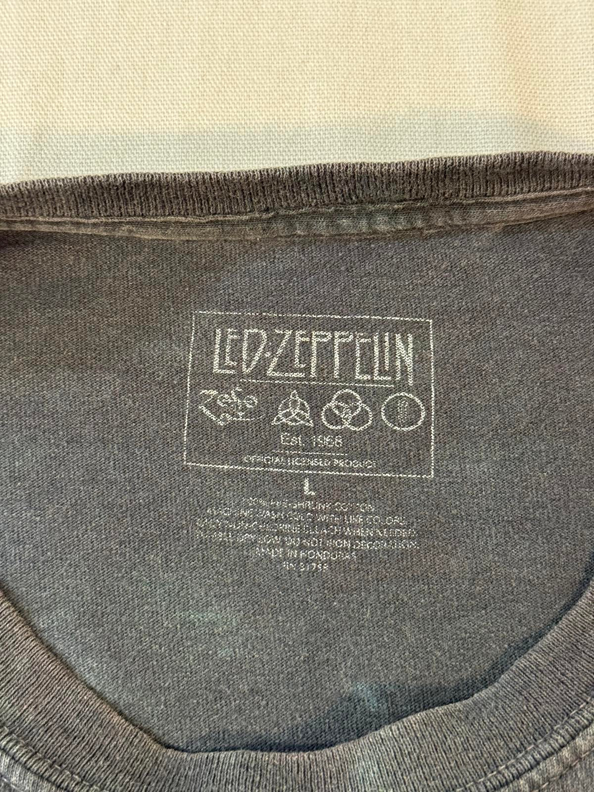 Y2K Faded Led Zeppelin Tie Dye T-shirt Zoso Blimp Album -L