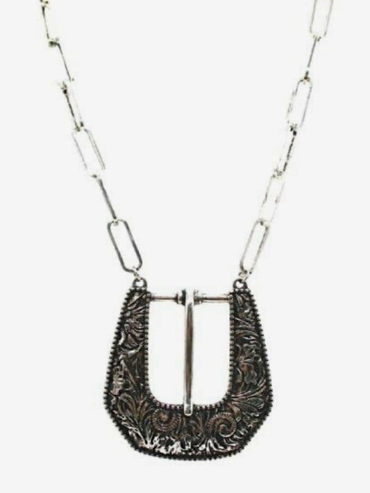 Western Belt Buckle Pendant Necklace