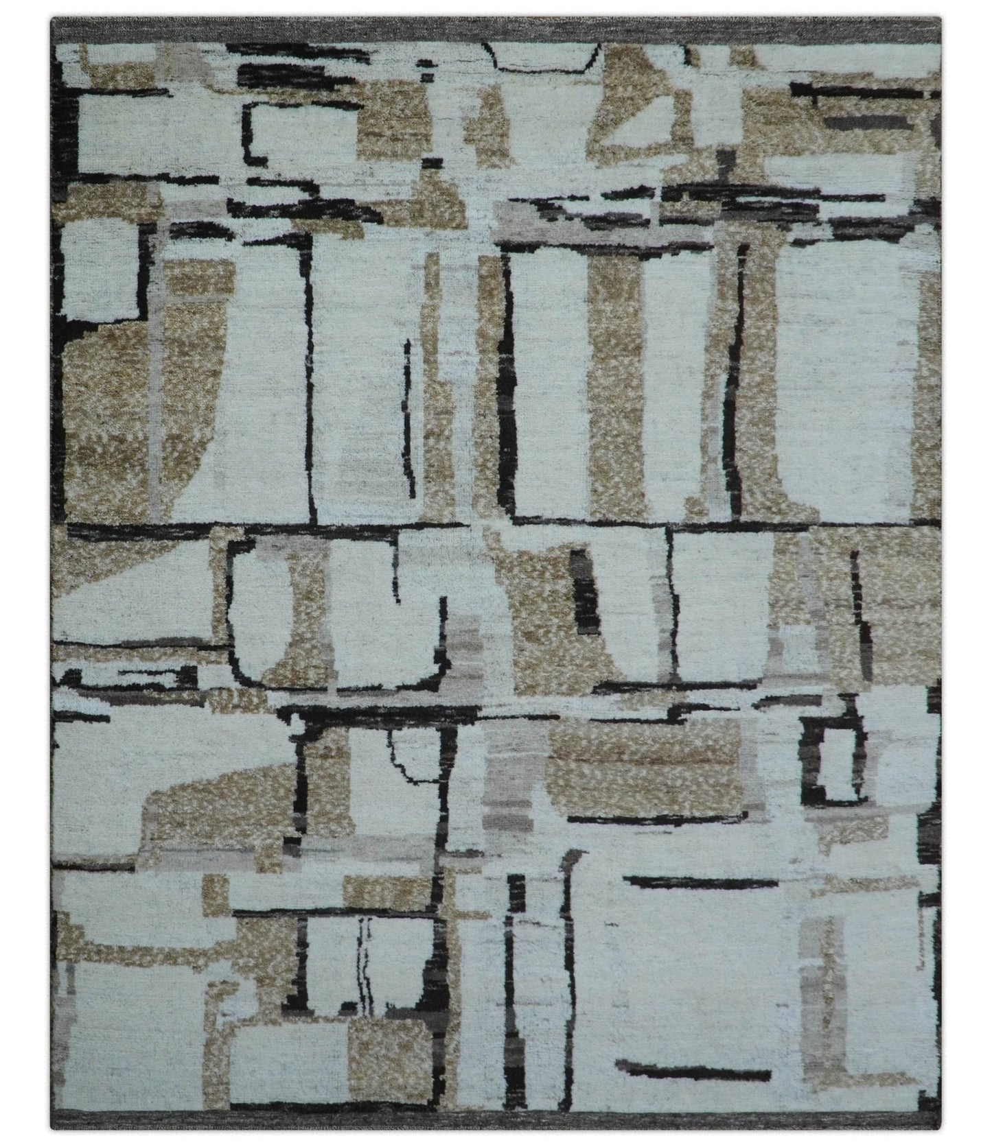 Fossil Custom Made Modern Contemporary Brown Hand knotted Wool Rug