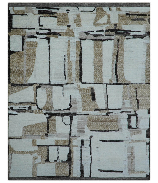 Fossil Custom Made Modern Contemporary Brown Hand knotted Wool Rug