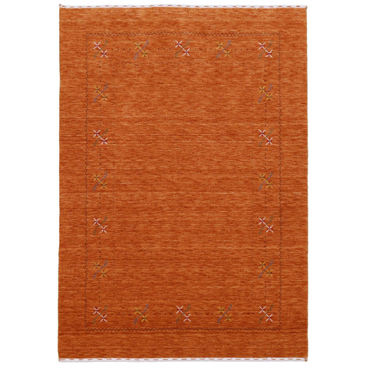 Gabbeh Border Orange Rust Hand Loomed Wool Area Rug