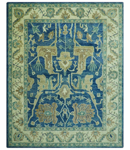 Georgia Custom Made Traditional Blue And Beige Hand Tufted Wool Rug