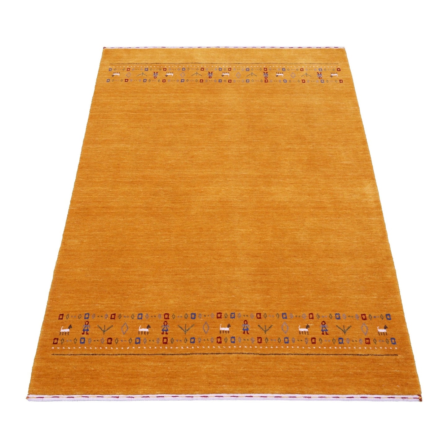 Gold And Blue Modern Design Hand Loomed Wool Area Rug