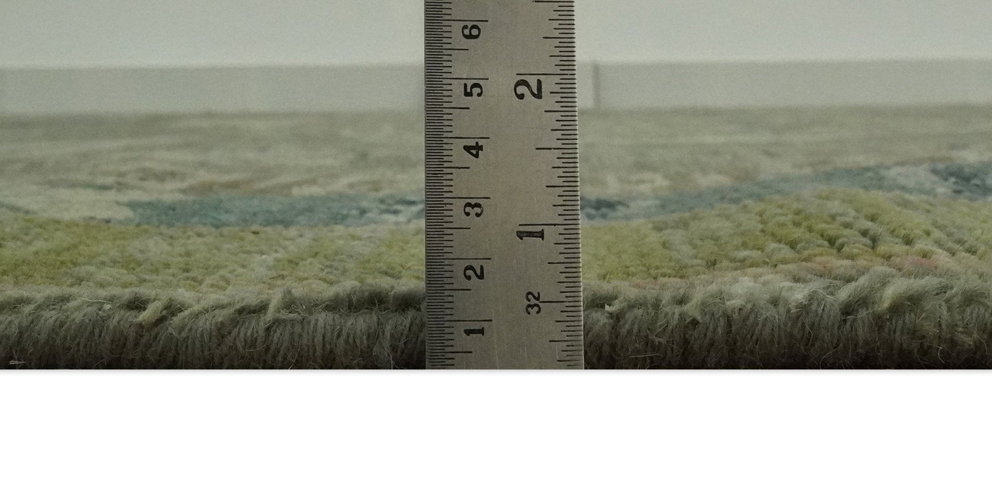 Green and Teal Traditional Hand Knotted Multi Size wool area rug