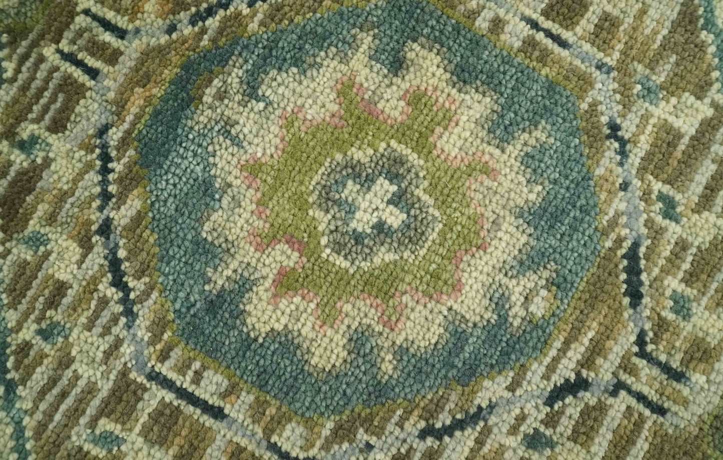 Green and Teal Traditional Hand Knotted Multi Size wool area rug