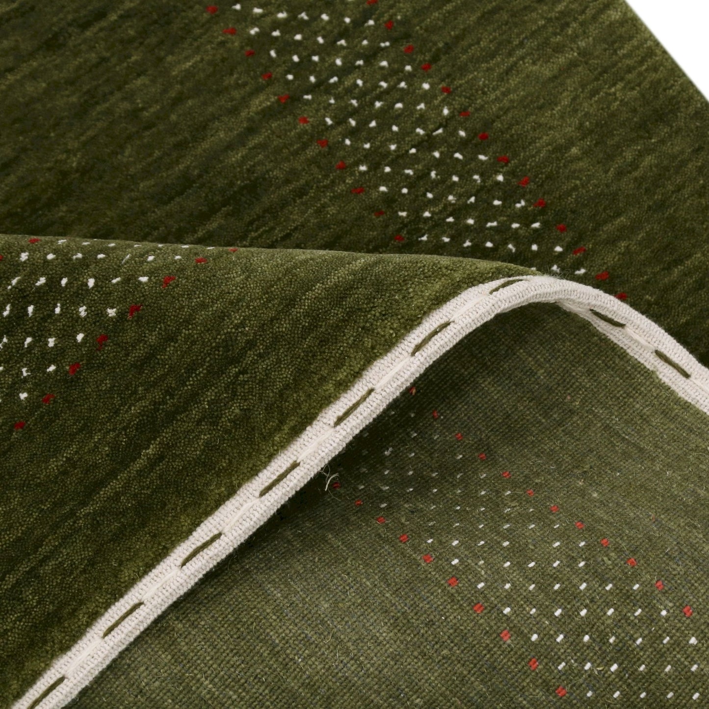 Green Tribal Center Pattern Hand Loomed Wool Area Rug