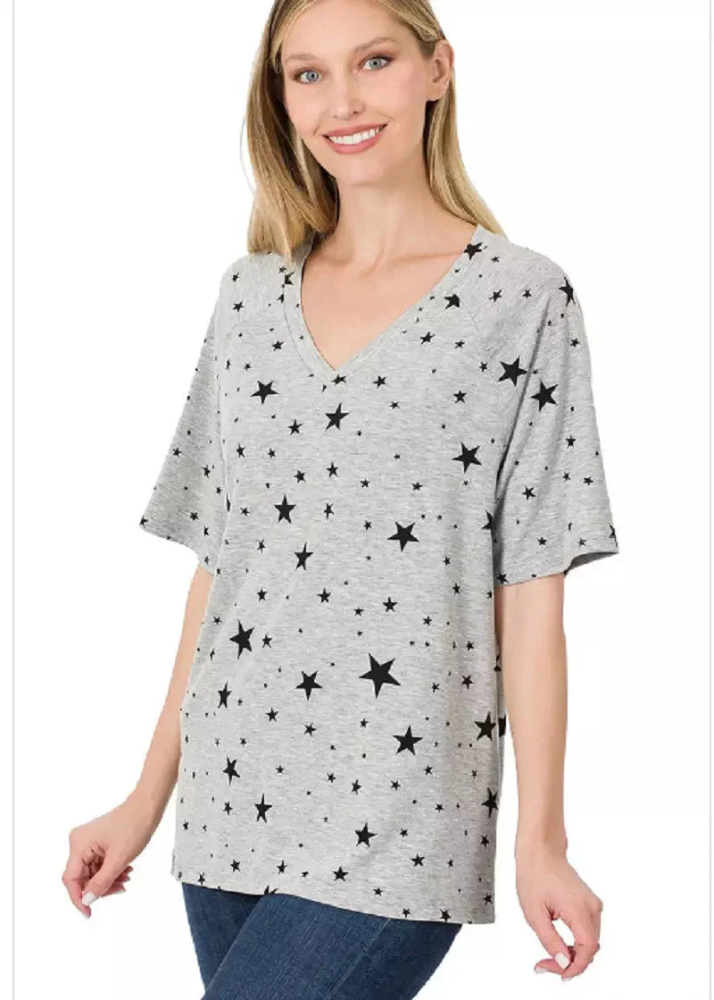 Zenana Star Print Raglan Top – Casual Comfort with a Pop of Patriotic Style