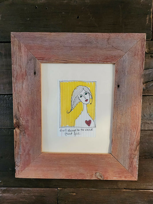 Weird girl photo in Rustic Frame