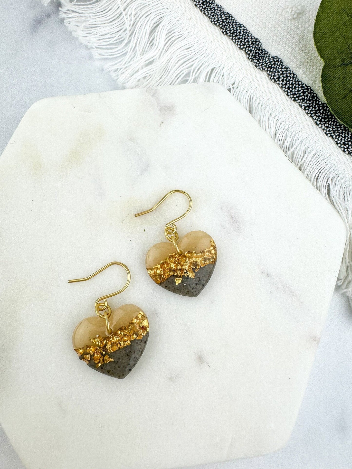 Hammered Heart Drop Earrings