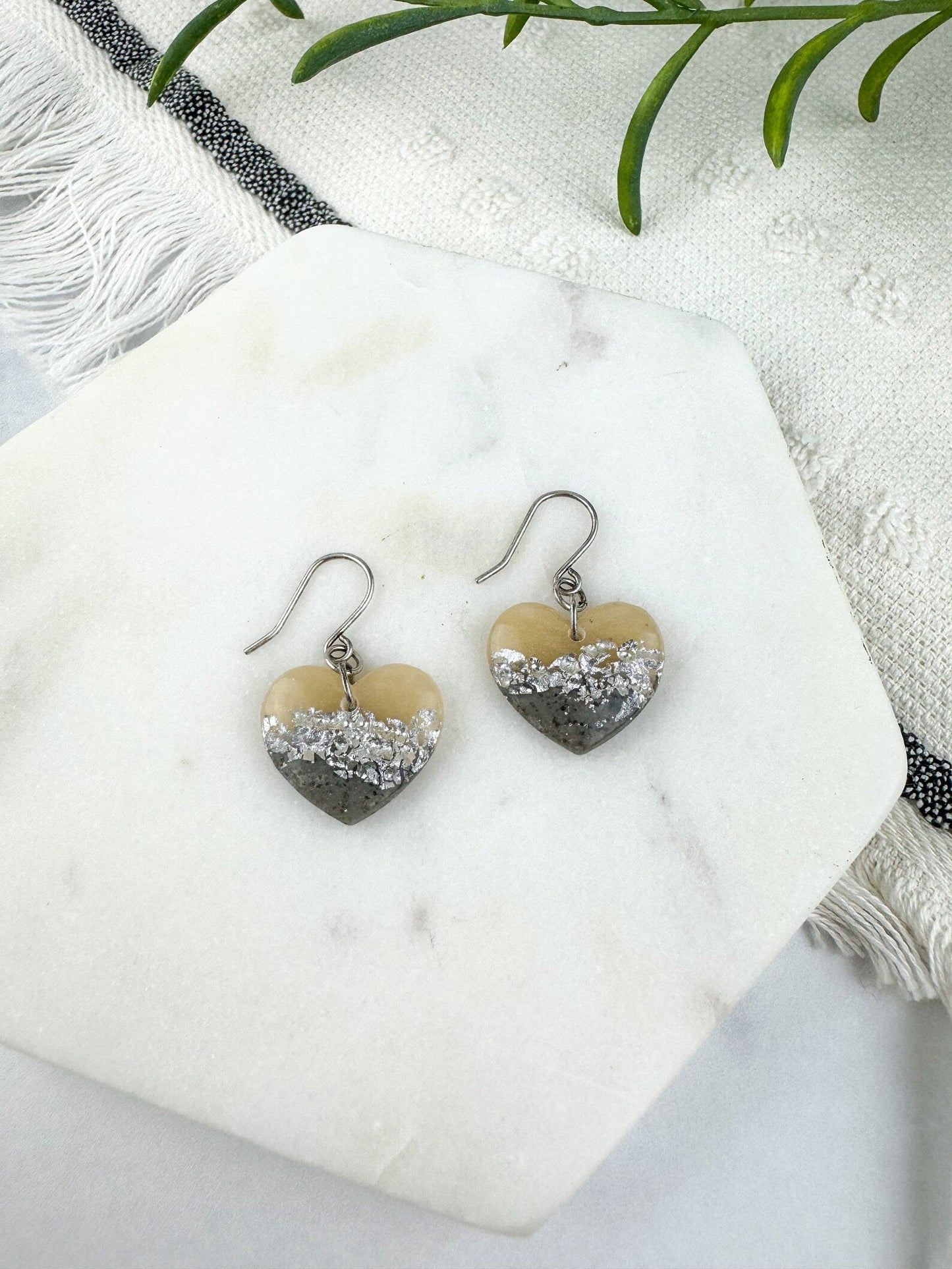 Hammered Heart Drop Earrings