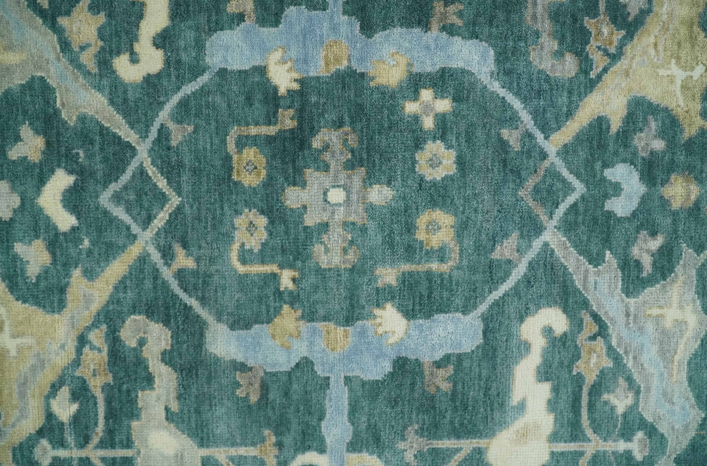 Hand Knotted Oriental Oushak Teal and Gray Multi Size Wool Area Rug