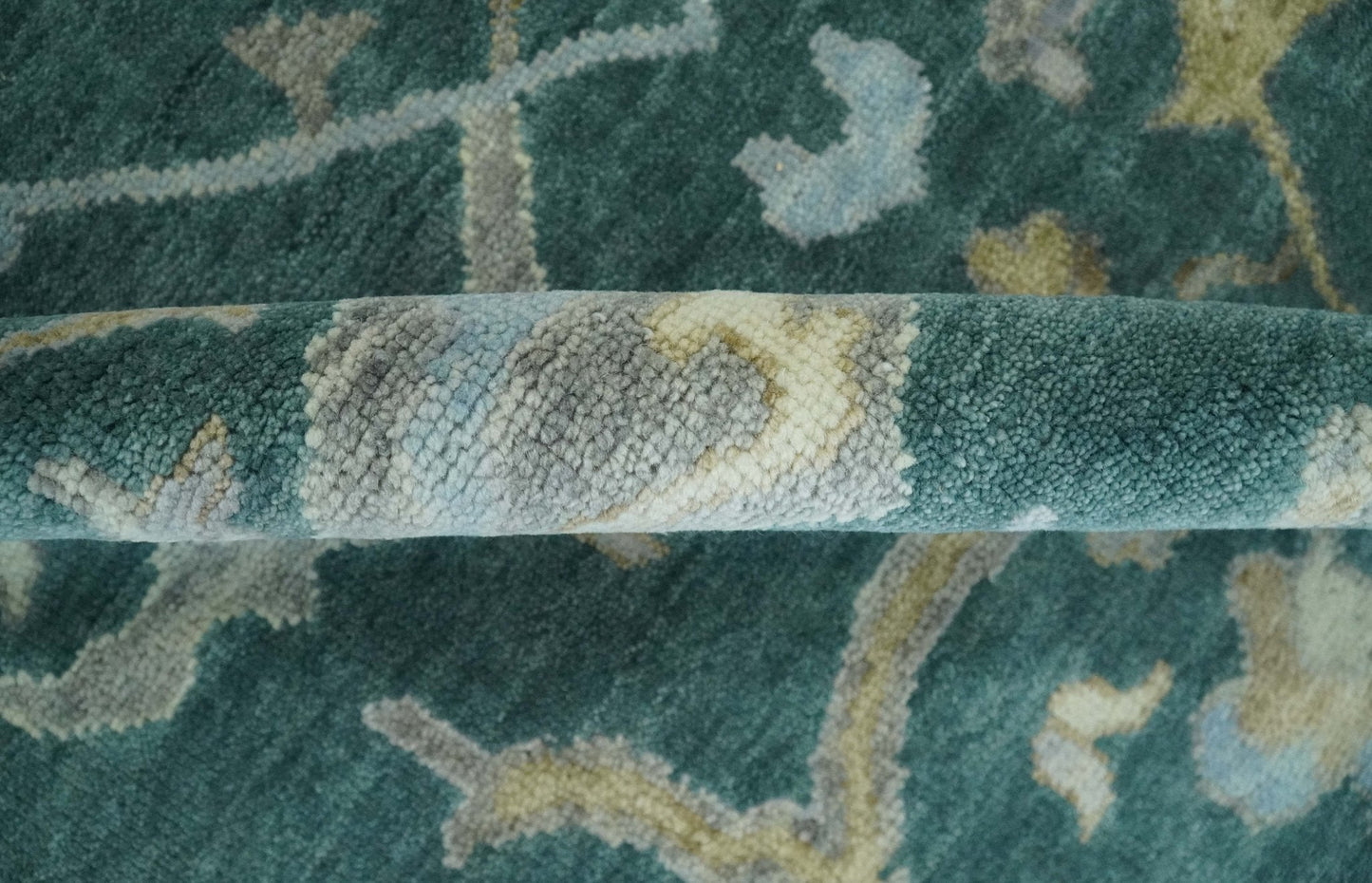 Hand Knotted Oriental Oushak Teal and Gray Multi Size Wool Area Rug