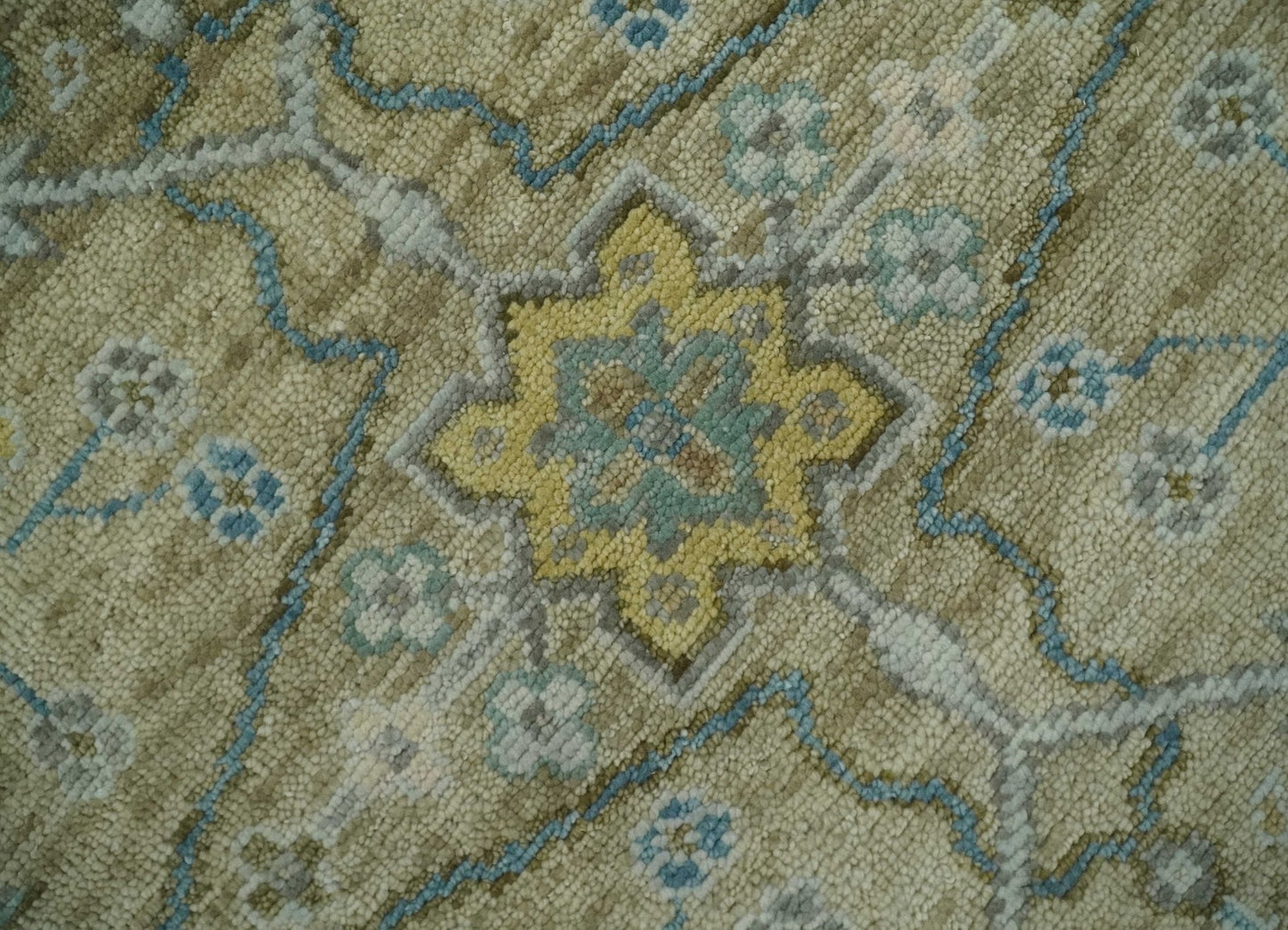 Hand Knotted Beige, Ivory and Gray Oushak Custom Made Wool Rug