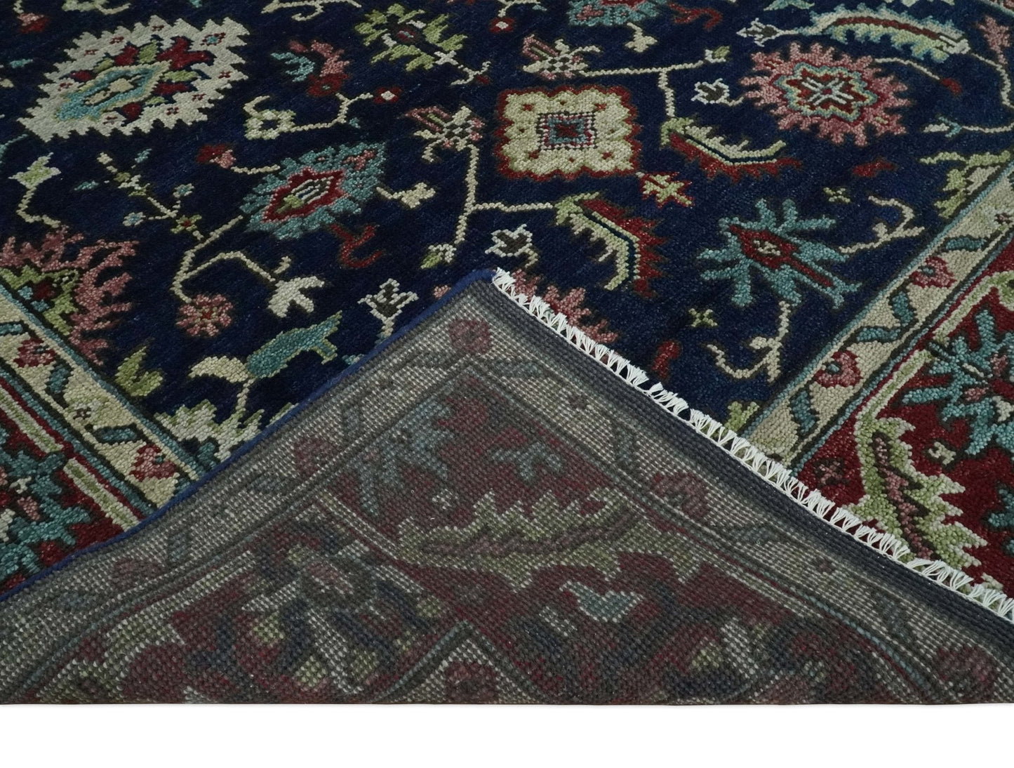 Antique look Hand Knotted Black, Rust and Beige Traditional oriental Oushak Multi Size Wool Area Rug