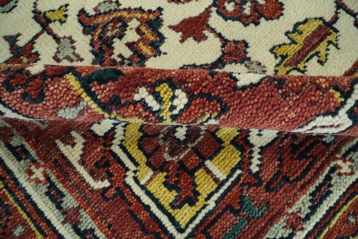 Rust And Ivory Traditional Medallion Hand Knotted Wool Area Rug