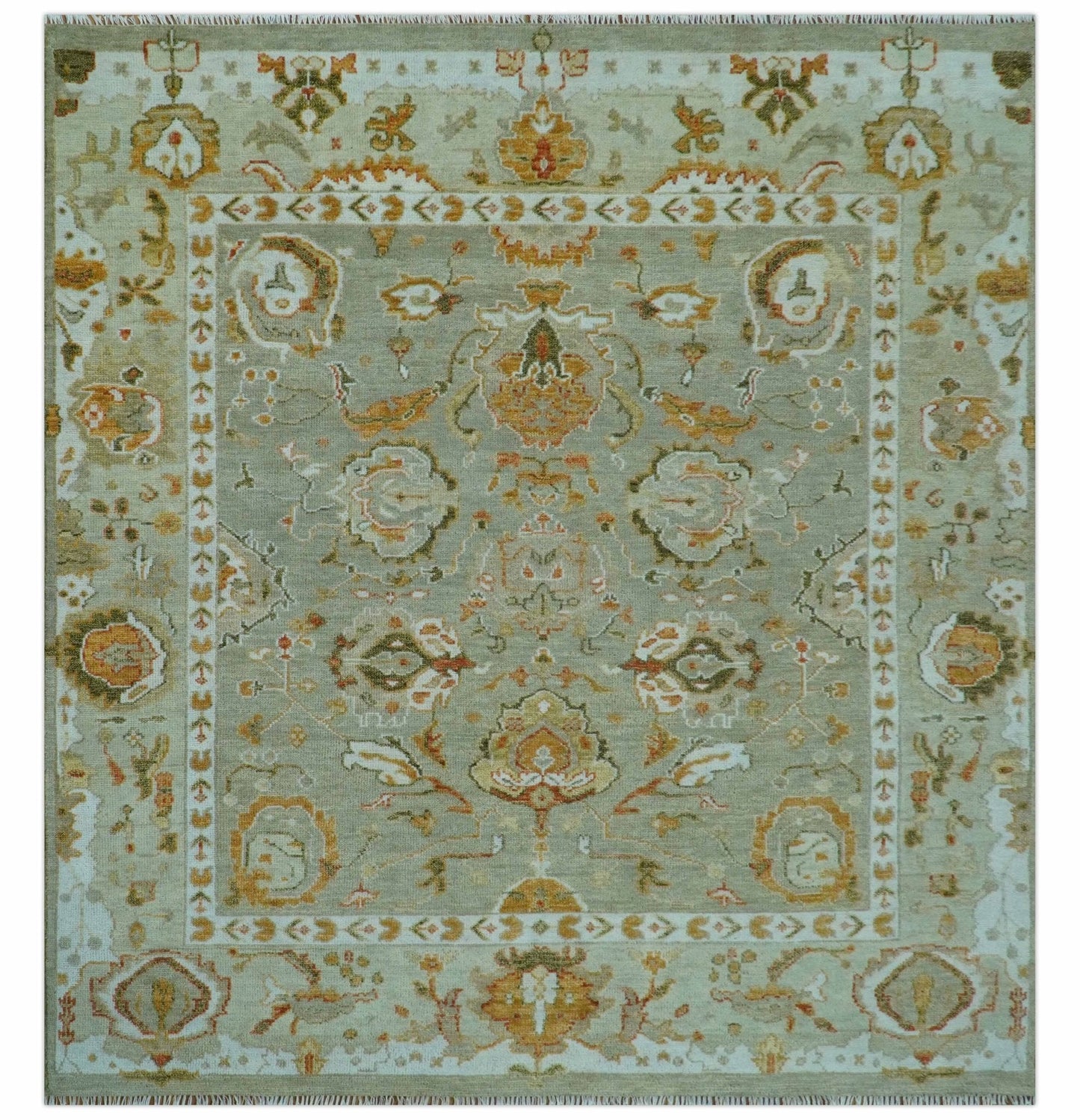 Hand Knotted Antique Peach and Beige Traditional Oushak Custom Made Wool Area Rug
