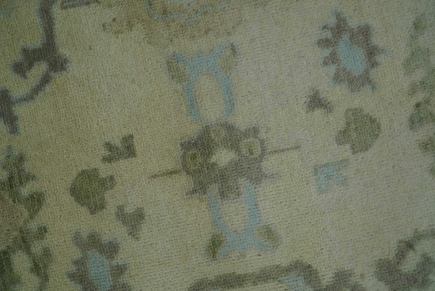 Hand Knotted Antique Style Beige and Silver Traditional Multi Size Oushak Wool Rug