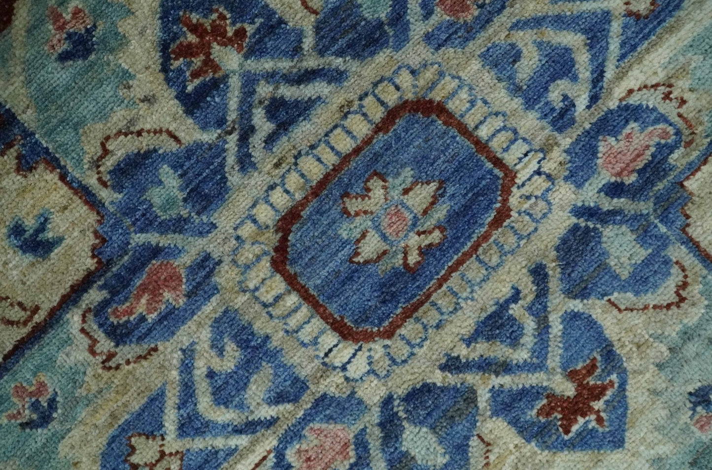 Hand Knotted Blue, Ivory and Rust Antique Persian Heriz Serapi Wool Rug, 5x8, 6x9, 8x10 and 9x12 Living Room Rug | TRD2559