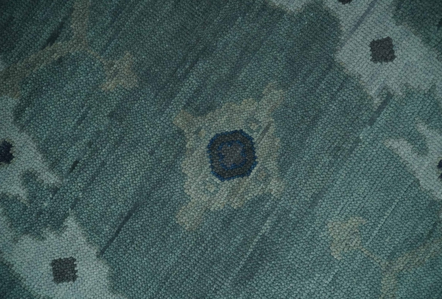 Hand Knotted Traditional Oriental Oushak Antique Style Green Wool Area Rug